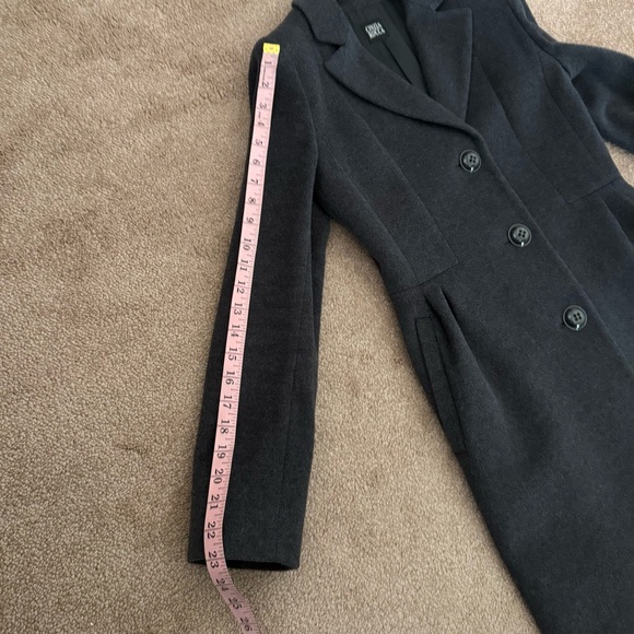 Elegant Cinzia Rocca Charcoal Grey Long Dress Coat, Overcoat Size 4 - Picture 11 of 15
